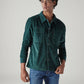 Men's Green Textured Relaxed Fit Corduroy Shirt - Styleshot View