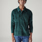 Men's Green Textured Relaxed Fit Corduroy Shirt - Front View