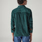Men's Green Textured Relaxed Fit Corduroy Shirt - Back View