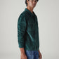 Men's Green Textured Relaxed Fit Corduroy Shirt - Side View