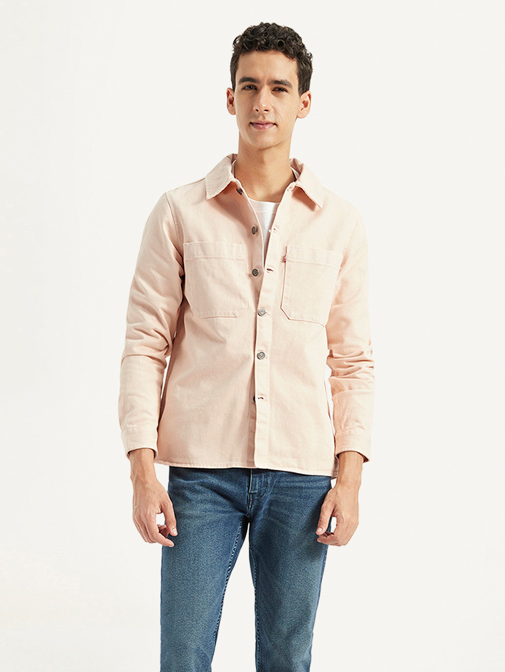 Men's Solid Dyed Spread Collar Jacket