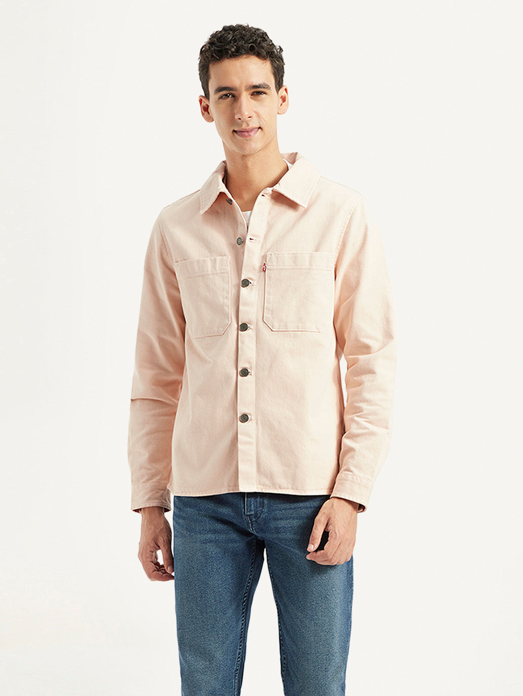 Men's Solid Dyed Spread Collar Jacket - 05766a63-4b7f-4012-a1fa-9aa48261bbfe View