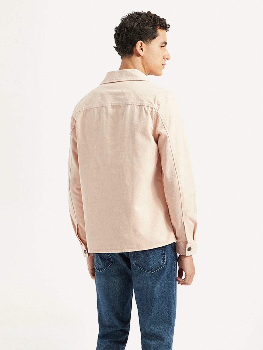 Men's Solid Dyed Spread Collar Jacket - 5213925b-b8d6-4282-ba07-2d9c0ed65794 View