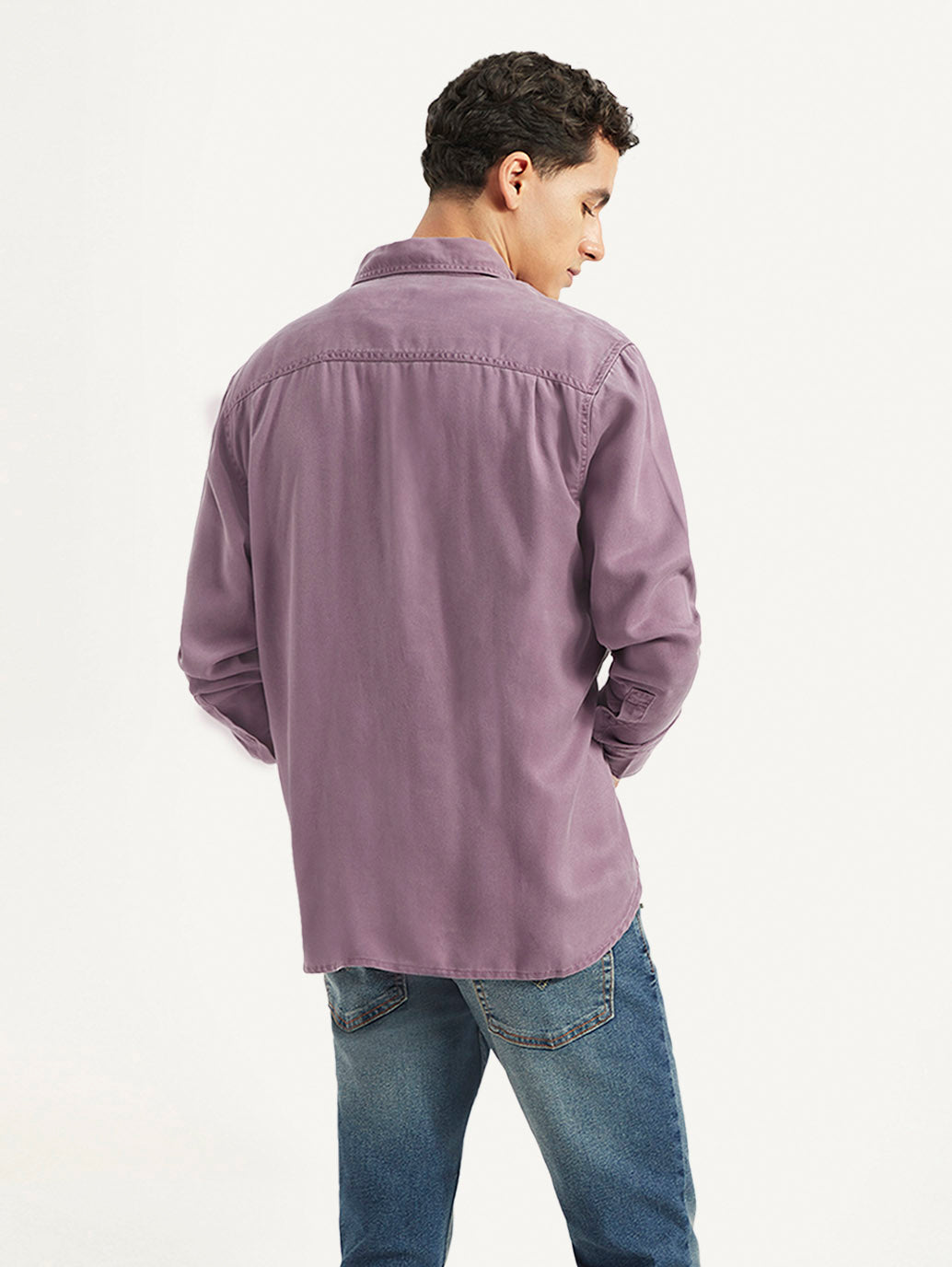 Men's Solid Slim Fit Shirt - Back View