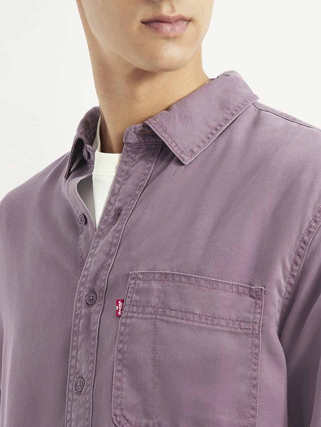 Men's Solid Slim Fit Shirt - Detail View