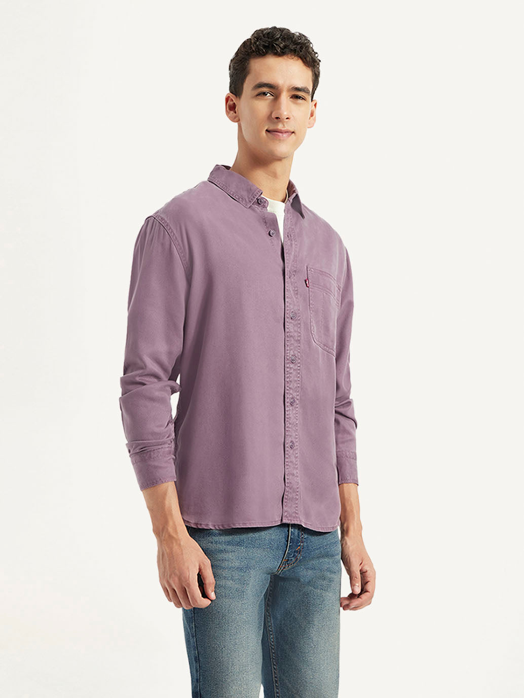 Men's Solid Slim Fit Shirt - Side View