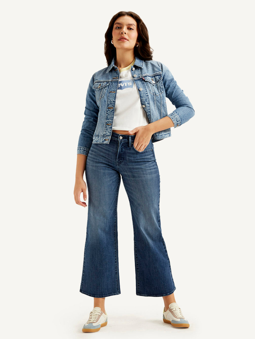 Women's 318 Blue Shaping Wide Leg Fit Mid Rise Jeans