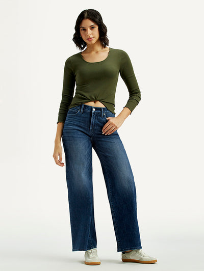levi's Women's 318 Dark Indigo Flared Fit Mid Rise Jeans-picture-30