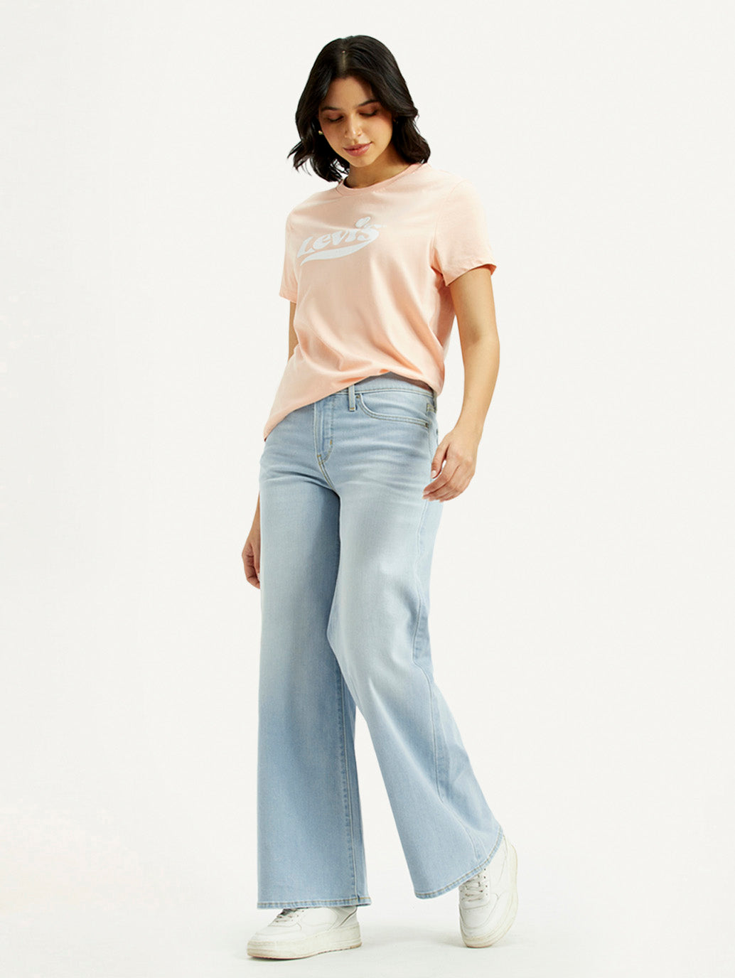 Women's 318 Light Indigo Flared Fit Mid Rise Jeans - Styleshot View