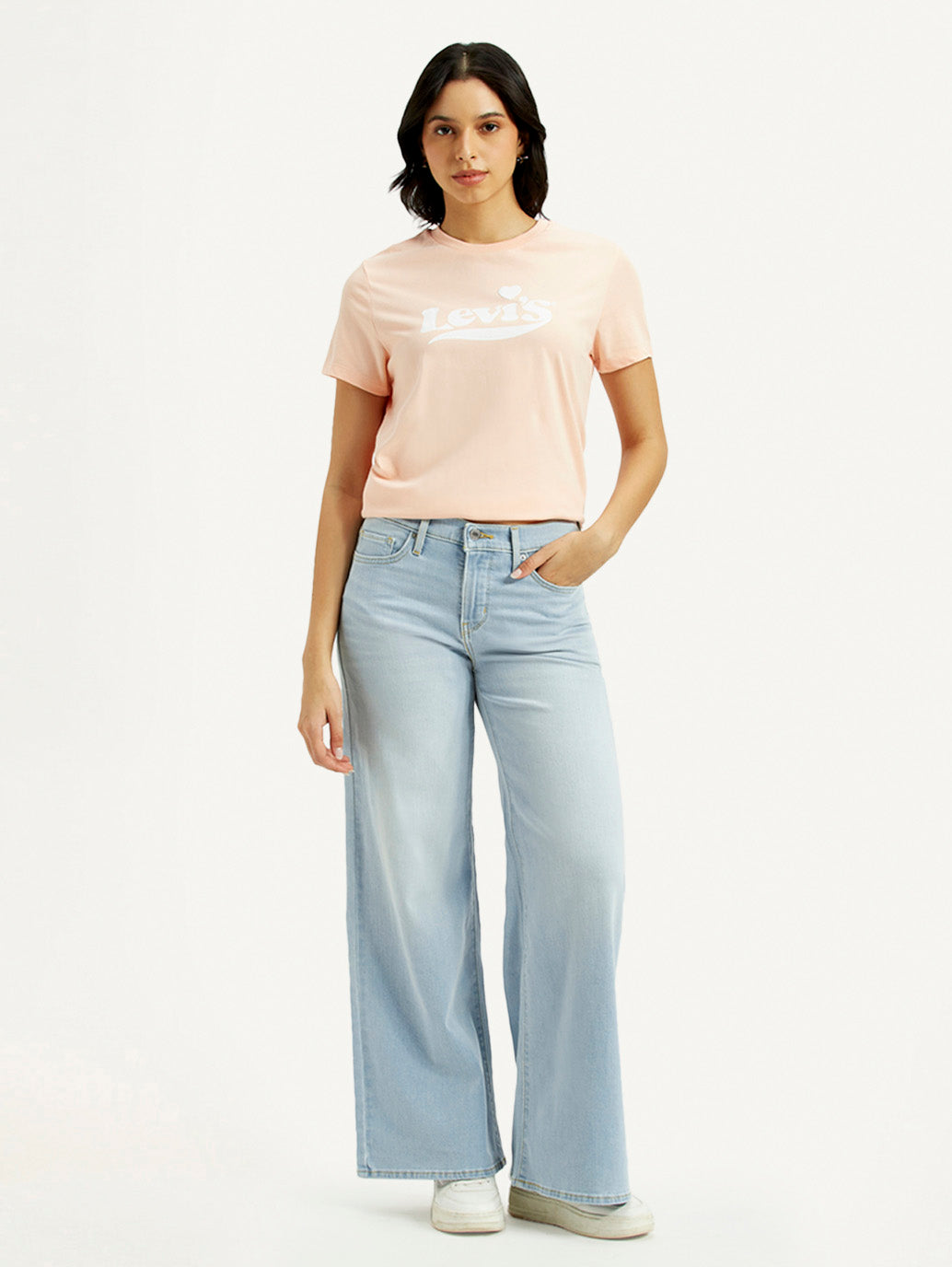 Women's 318 Light Indigo Shaping Wide Leg Fit Mid Rise Jeans