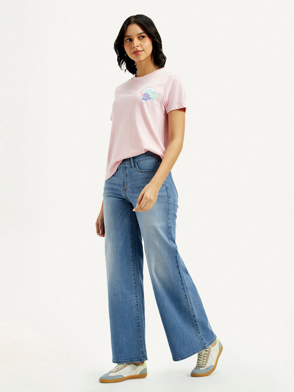 Women's 318 Med Indigo Flared Fit Mid Rise Jeans - Styleshot View