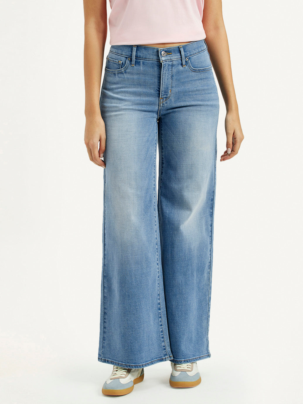 Women's 318 Med Indigo Flared Fit Mid Rise Jeans - Front View