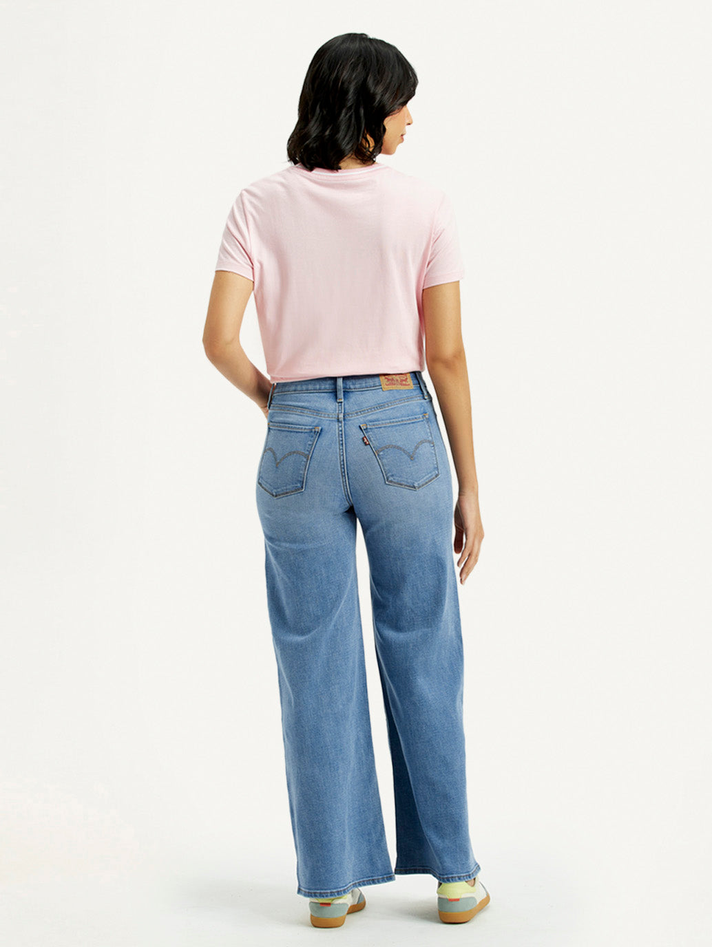 Women's 318 Med Indigo Flared Fit Mid Rise Jeans - Back View