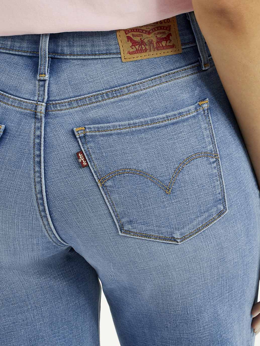 Women's 318 Med Indigo Flared Fit Mid Rise Jeans - Detail View