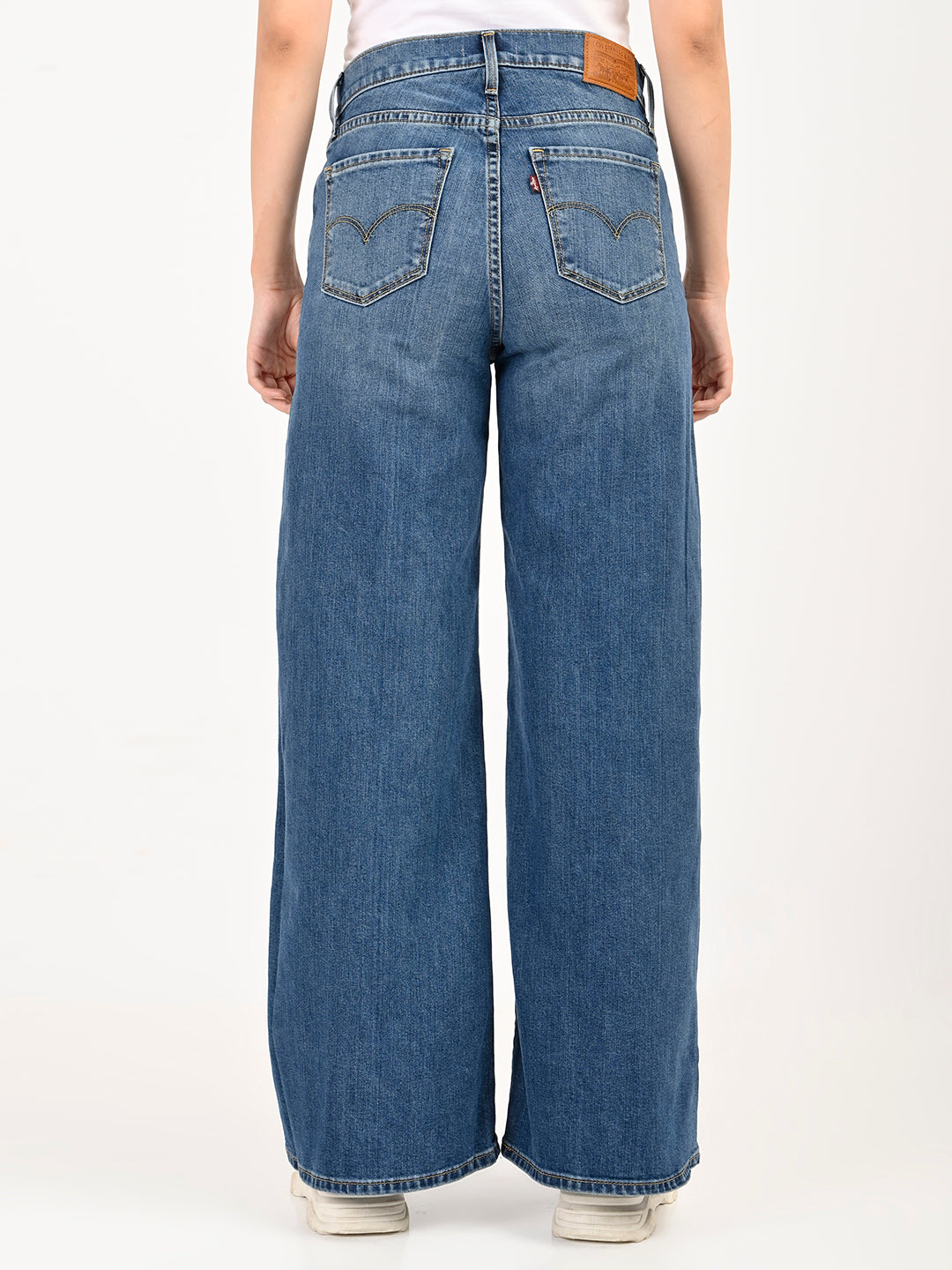 Women's 318 Blue Flared Fit Mid Rise Jeans - back View