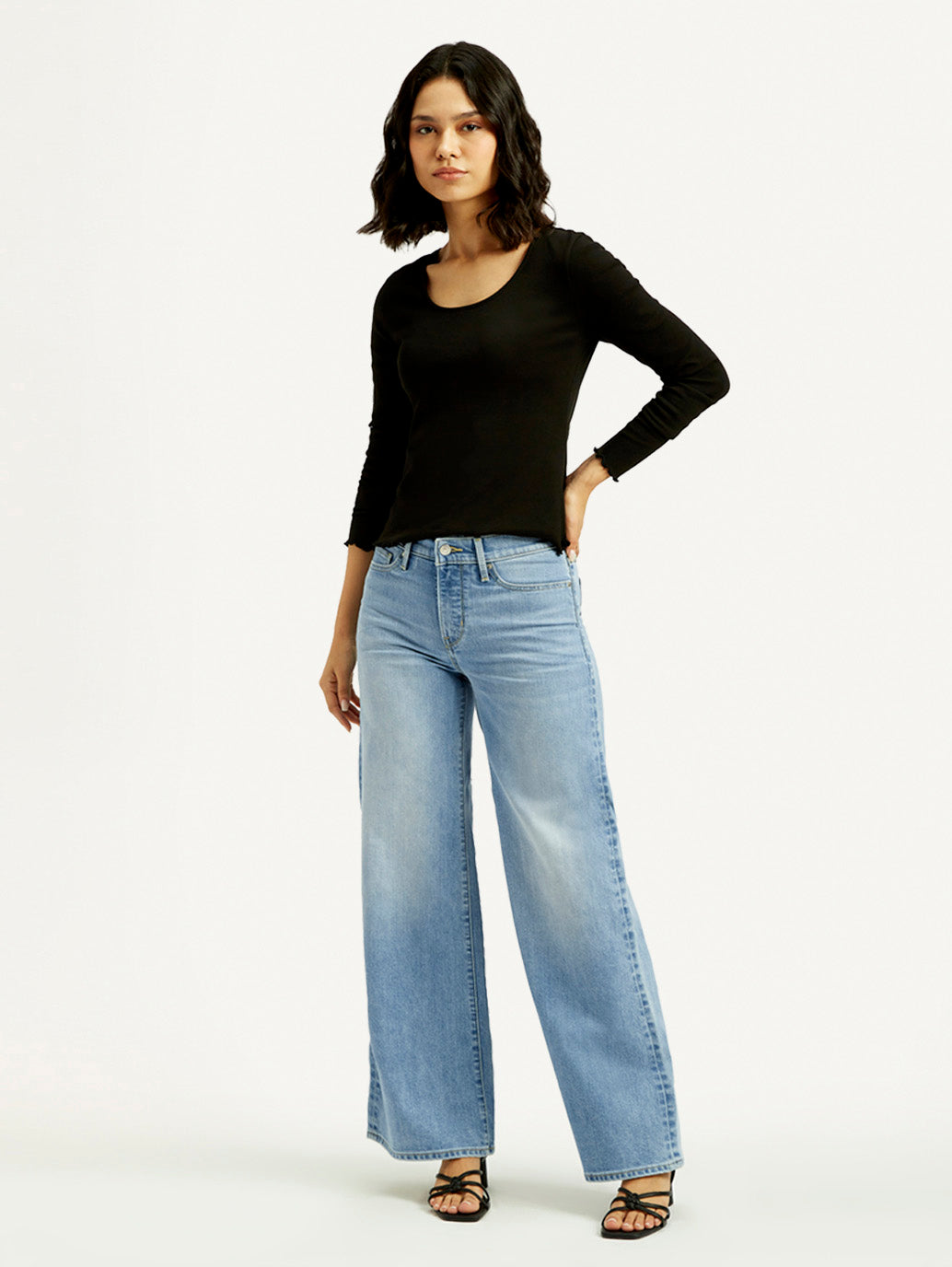 Women's 318 Light Blue Flared Fit Mid Rise Jeans - Styleshot View