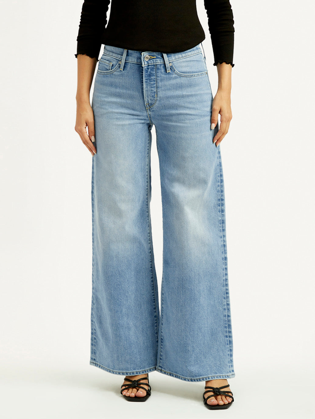 Women's 318 Light Blue Flared Fit Mid Rise Jeans - Front View