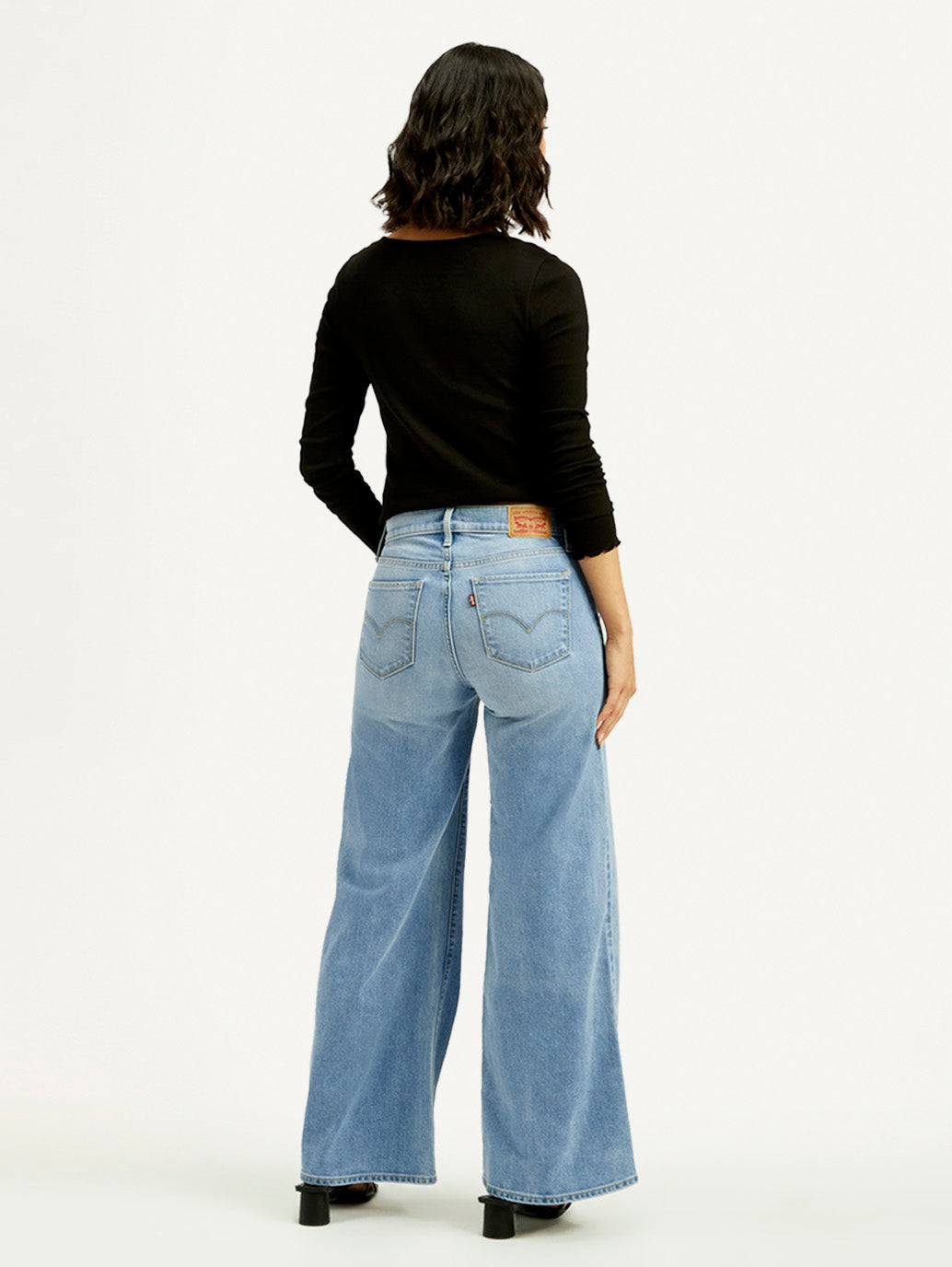 Women's 318 Light Blue Flared Fit Mid Rise Jeans - Back View