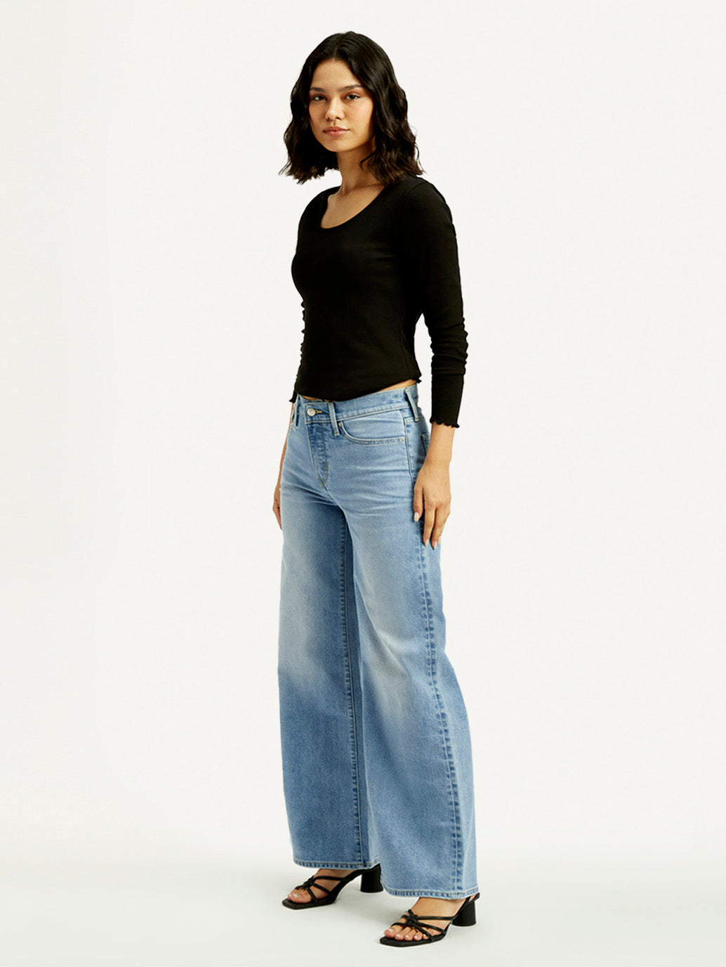 Women's 318 Light Blue Flared Fit Mid Rise Jeans - Side View