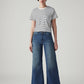 Women's 318 Med Indigo Wide Leg Fit Mid Rise Jeans - Front View
