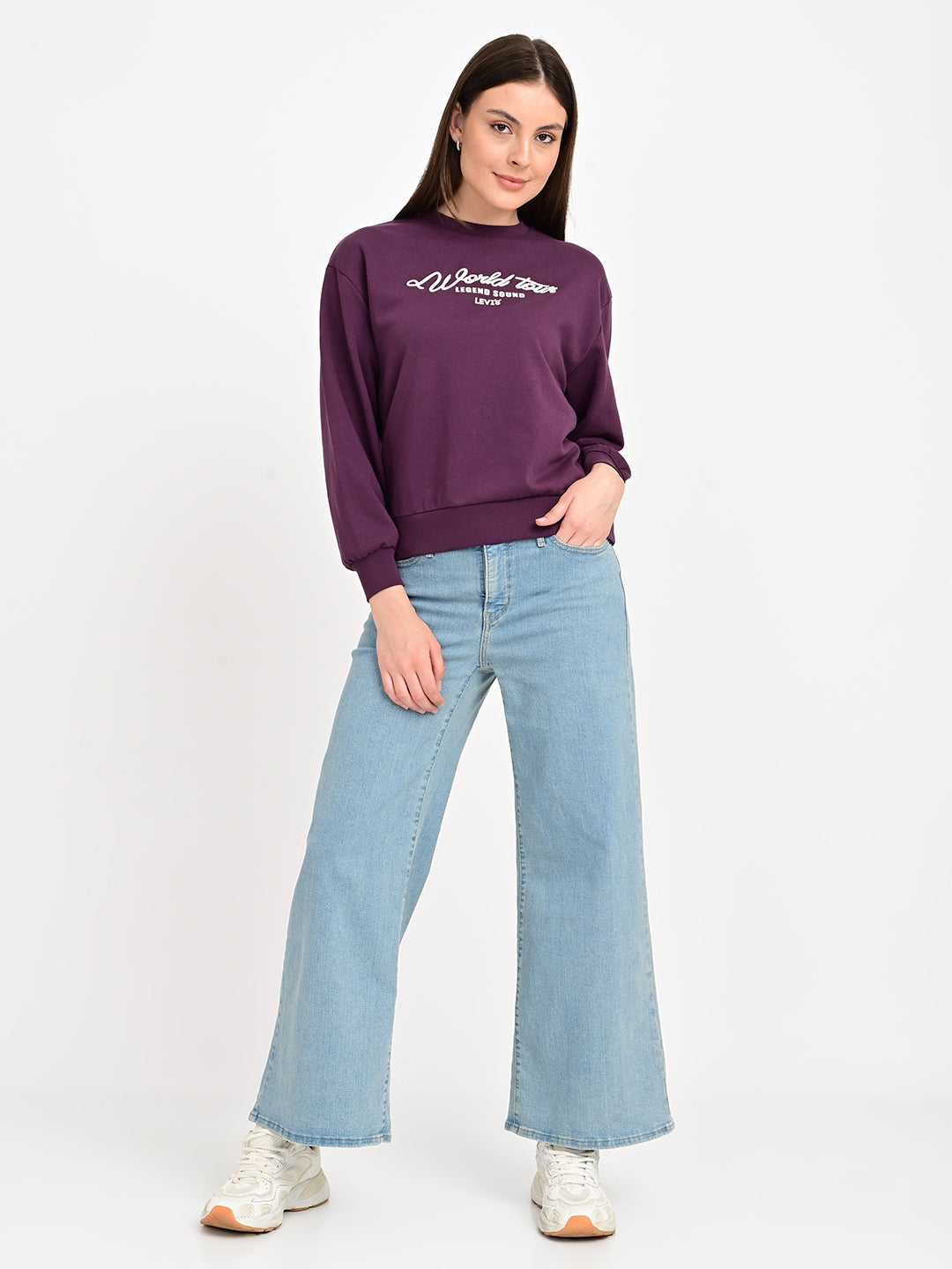 Women's 318 Light Blue Wide Leg Fit Mid Rise Jeans