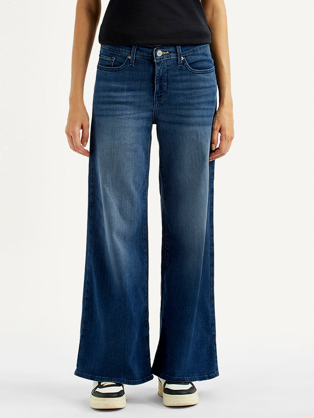 Women's 318 Blue Flared Mid Rise Jeans - Front View
