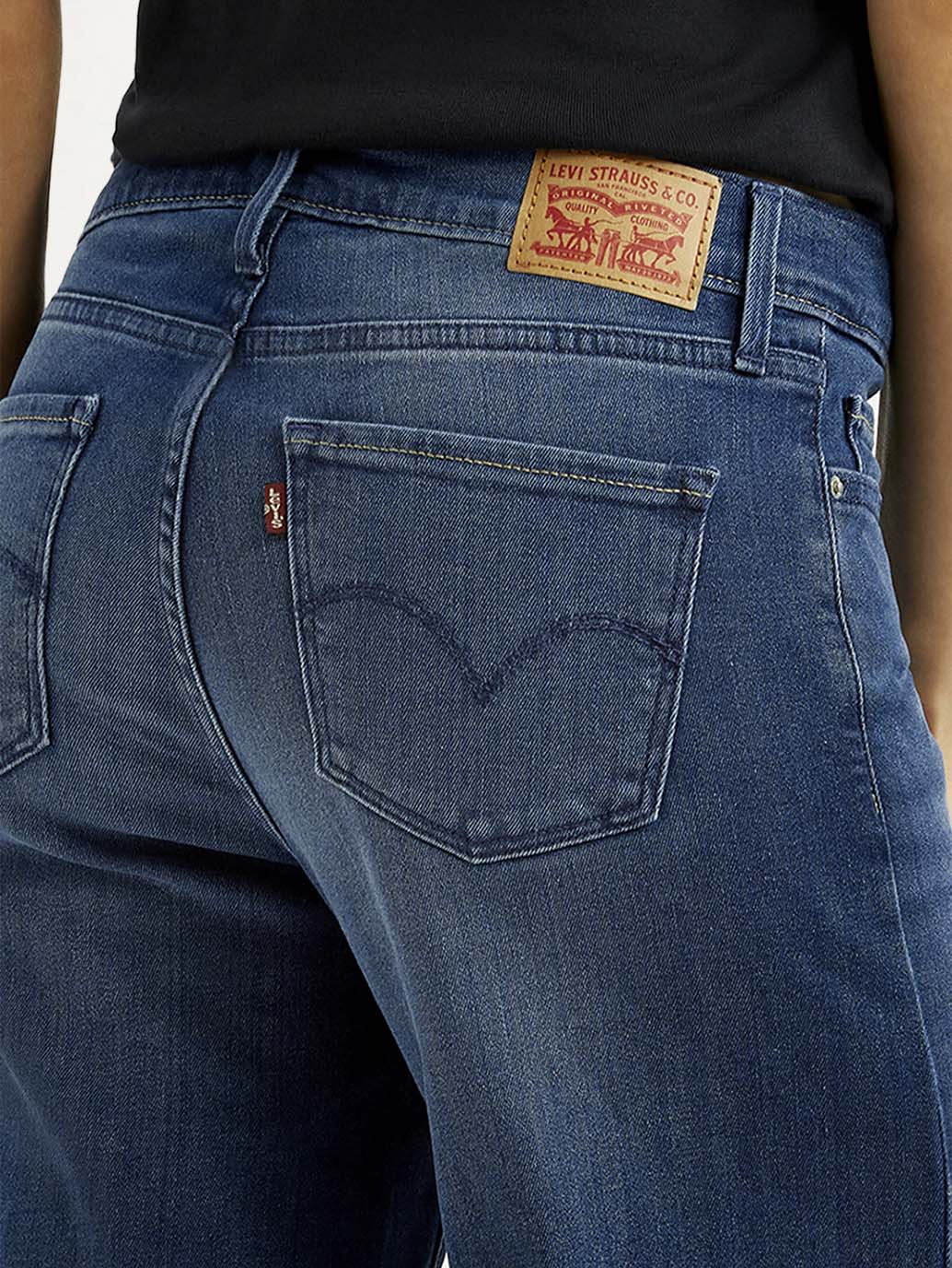 Women's 318 Blue Flared Mid Rise Jeans - Detail View