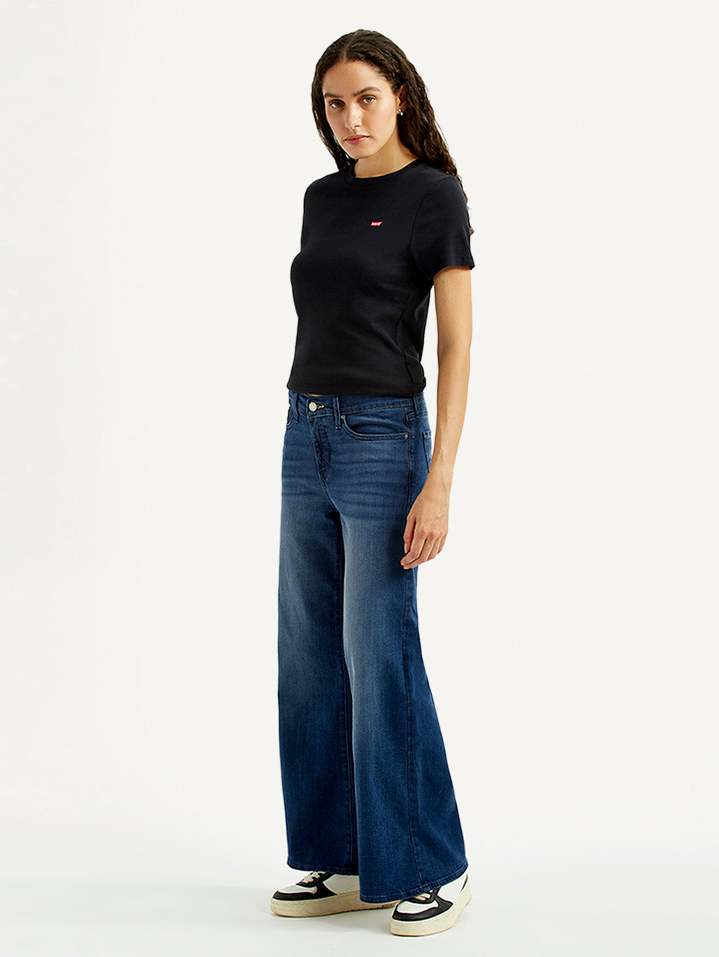 Women's 318 Blue Flared Mid Rise Jeans - Side View