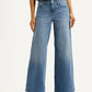 Women's 318 Med Indigo Shaping Wide Leg Fit Mid Rise Jeans - Front View