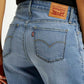 Women's 318 Med Indigo Shaping Wide Leg Fit Mid Rise Jeans - Detail View