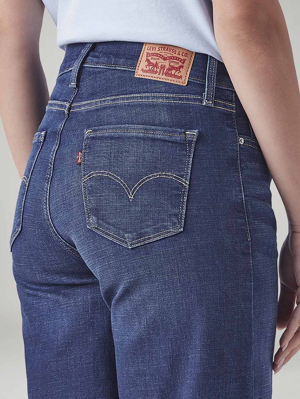 Women's 318 Blue Wide Leg Fit Mid Rise Jeans - 20 View