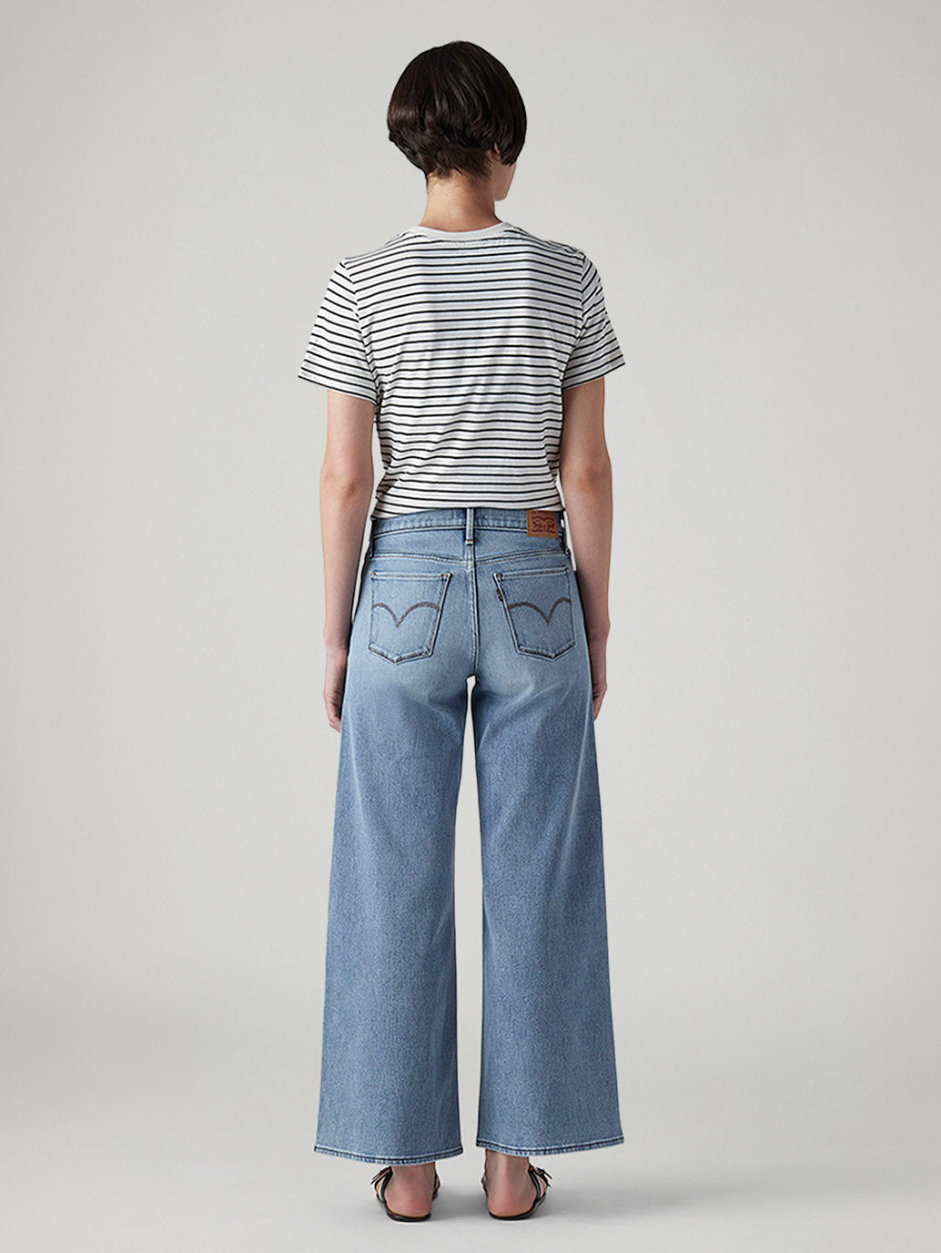 Women's 318 Light Indigo Shaping Wide Leg Fit Mid Rise Jeans - Back View