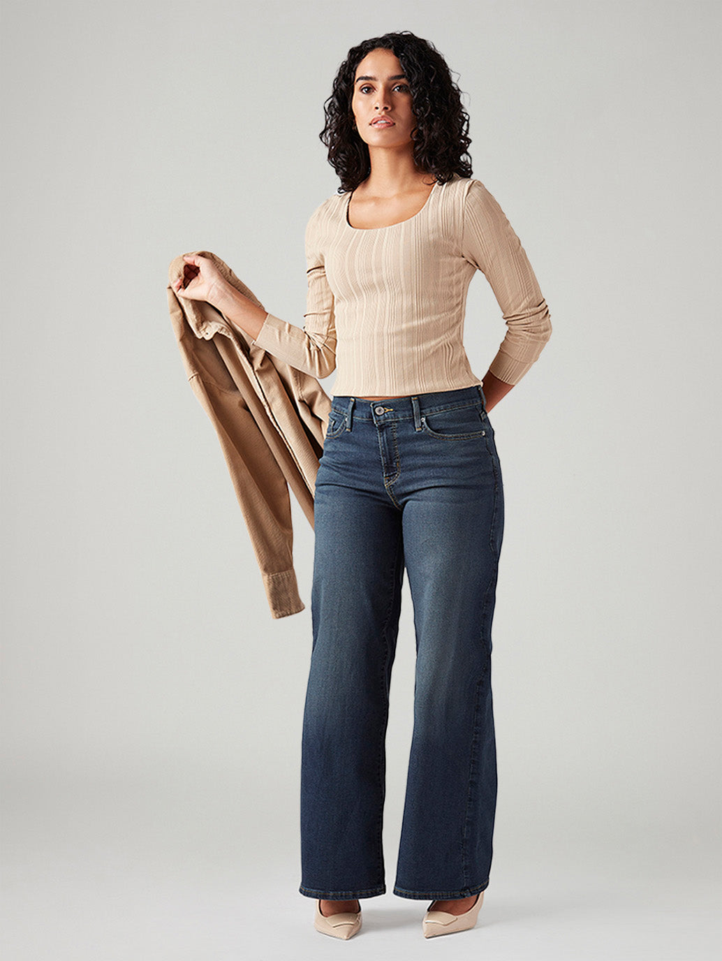 Women's 318 Blue Shaping Wide Leg Fit Mid Rise Jeans - 4ec61200-d571-4a60-a7c1-24bbfa441125 View