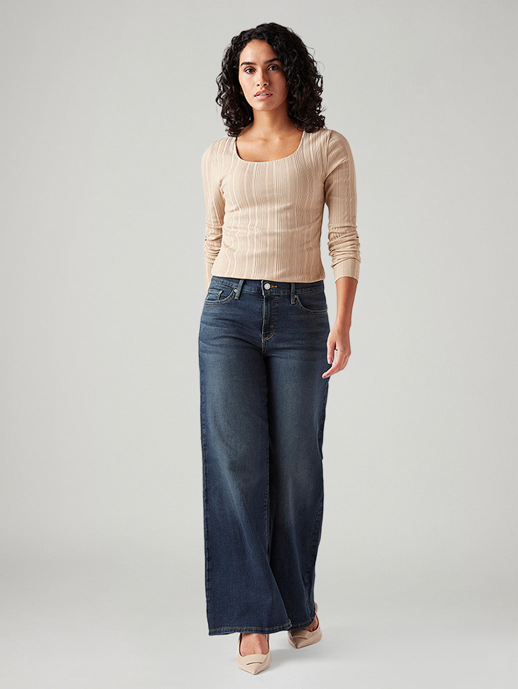 Women's 318 Blue Shaping Wide Leg Fit Mid Rise Jeans - ce68eac8-dc2c-4977-b656-6c4e7187b149 View