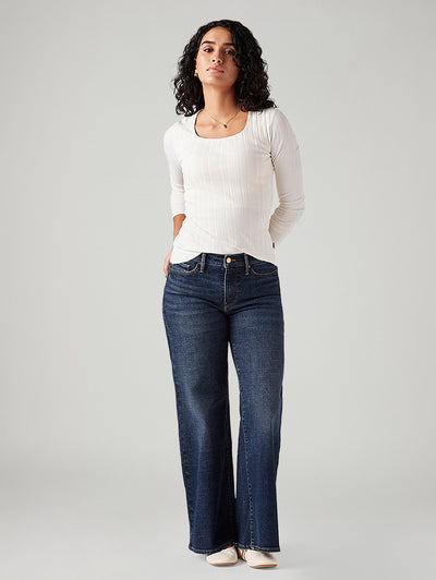 levi's Women's 318 Blue Shaping Wide Leg Fit Mid Rise Jeans-picture-17