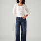 Women's 318 Blue Shaping Wide Leg Fit Mid Rise Jeans - Front View