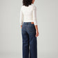 Women's 318 Blue Shaping Wide Leg Fit Mid Rise Jeans - Back View