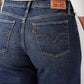 Women's 318 Blue Shaping Wide Leg Fit Mid Rise Jeans - Detail View