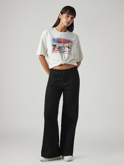 levi's Women's 318 Black Wide Leg Fit Mid Rise Jeans-picture-15