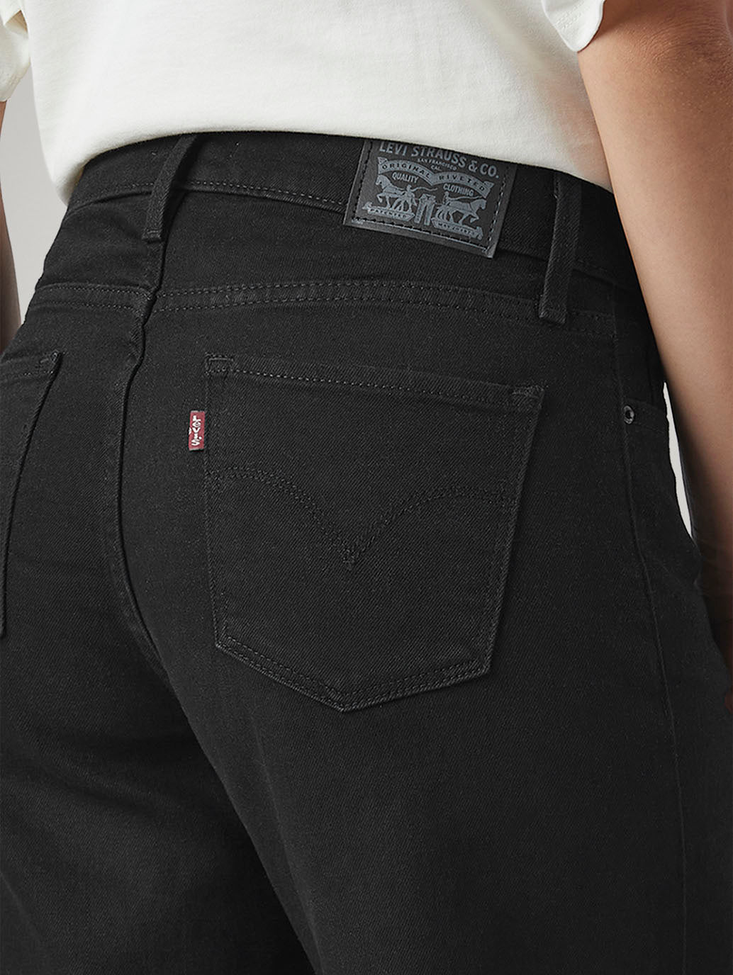 Women's 318 Black Wide Leg Fit Mid Rise Jeans - Detail View