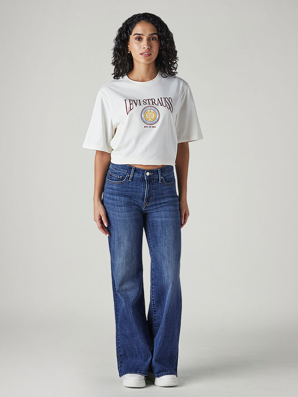 Women's 318 Blue Shaping Wide Leg Fit Mid Rise Jeans