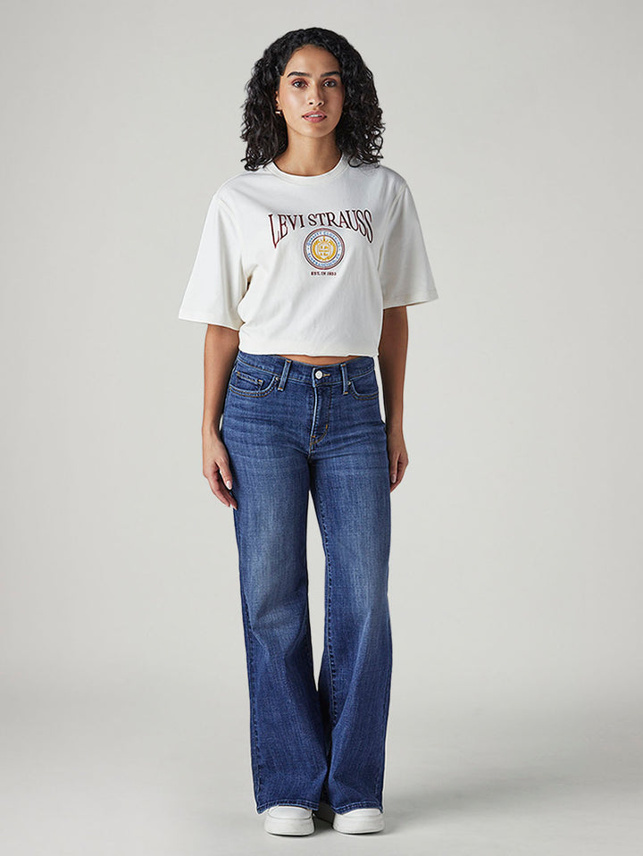 Women's 318 Blue Shaping Wide Leg Fit Mid Rise Jeans