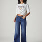 Women's 318 Blue Shaping Wide Leg Fit Mid Rise Jeans - Front View