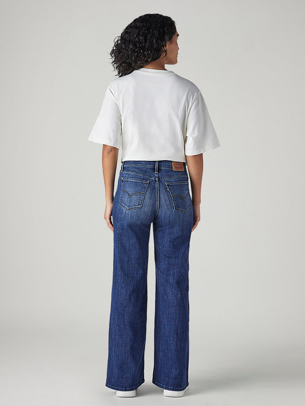 Women's 318 Blue Shaping Wide Leg Fit Mid Rise Jeans - Back View