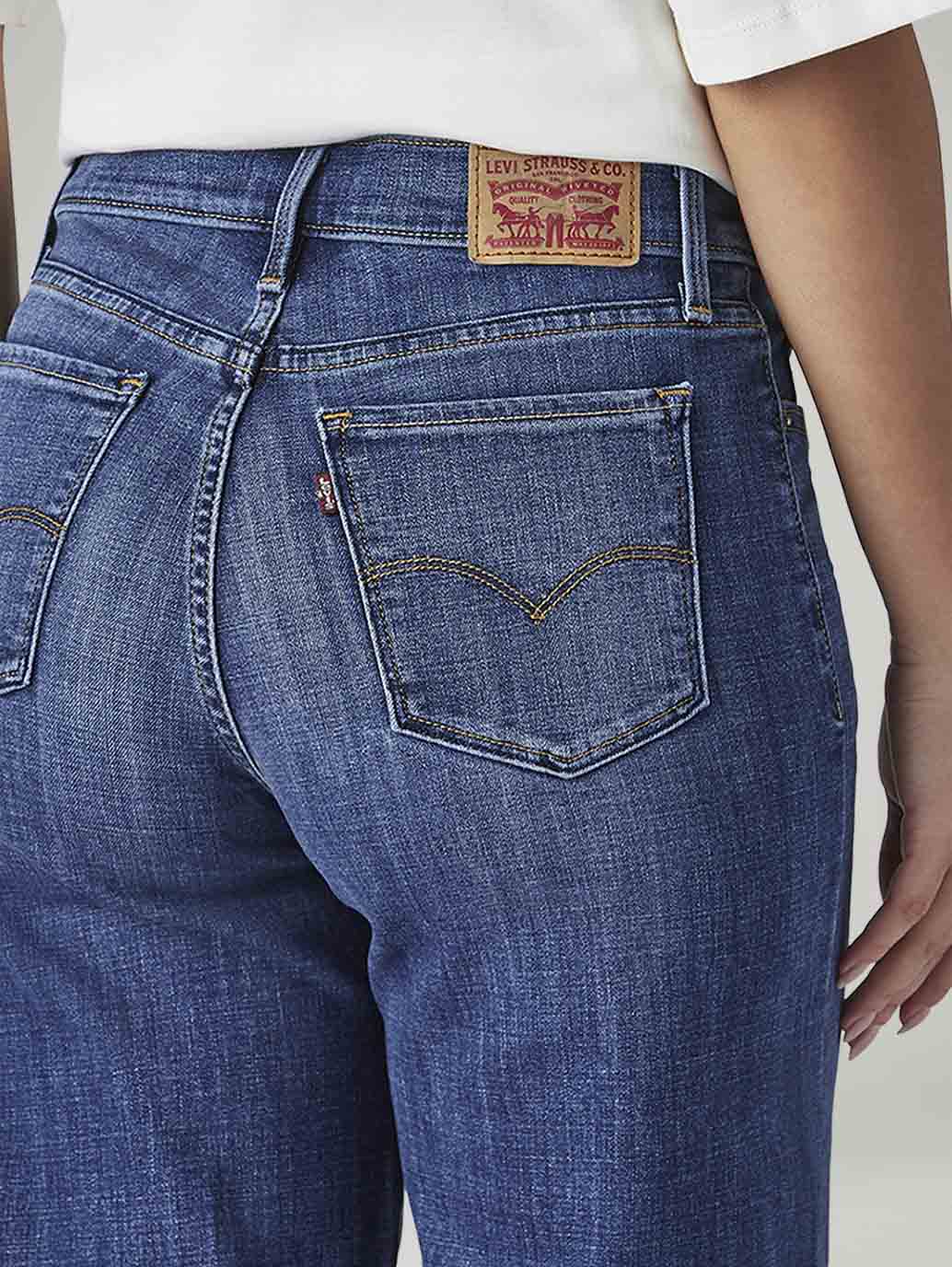 Women's 318 Blue Shaping Wide Leg Fit Mid Rise Jeans - Detail View