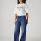 Women's 318 Blue Shaping Wide Leg Fit Mid Rise Jeans - Side View