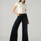 Women's 318 Dark Blue Shaping Wide Leg Fit Mid Rise Jeans - Styleshot View