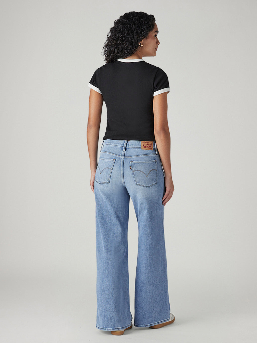 Women's 318 Light Indigo Shaping Wide Leg Fit Mid Rise Jeans - Back View