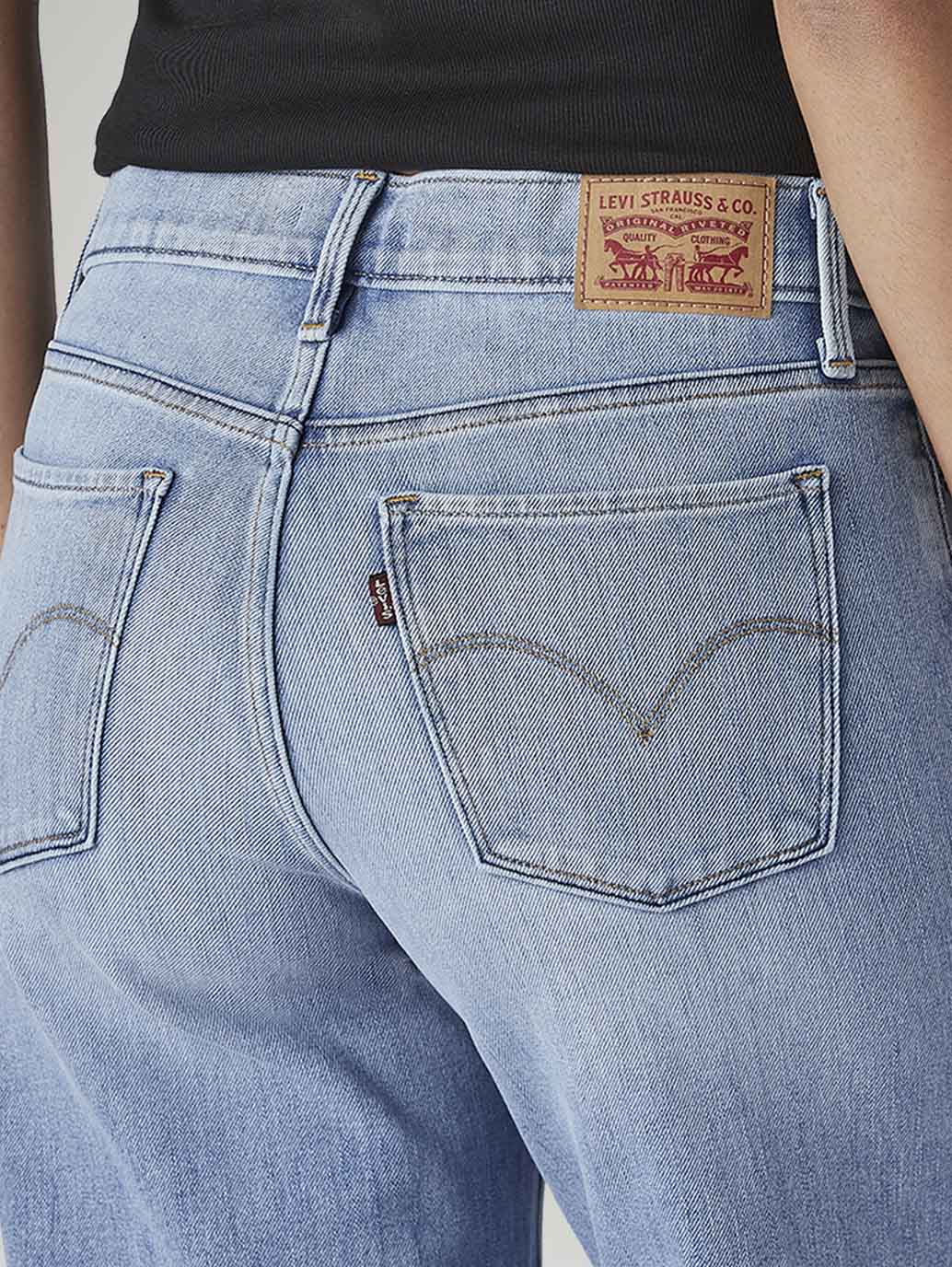 Women's 318 Light Indigo Shaping Wide Leg Fit Mid Rise Jeans - Detail View