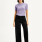 Women's Black Wide Leg Fit High Rise Jeans - Front View